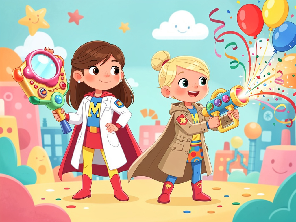 Merel en Mees als superhelden met hun uitvindingen
